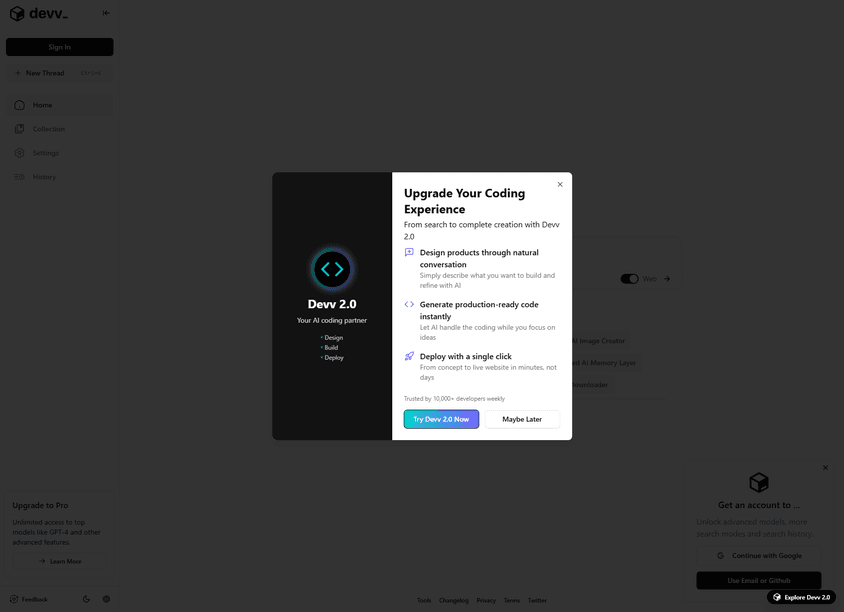 Devv AI screenshot