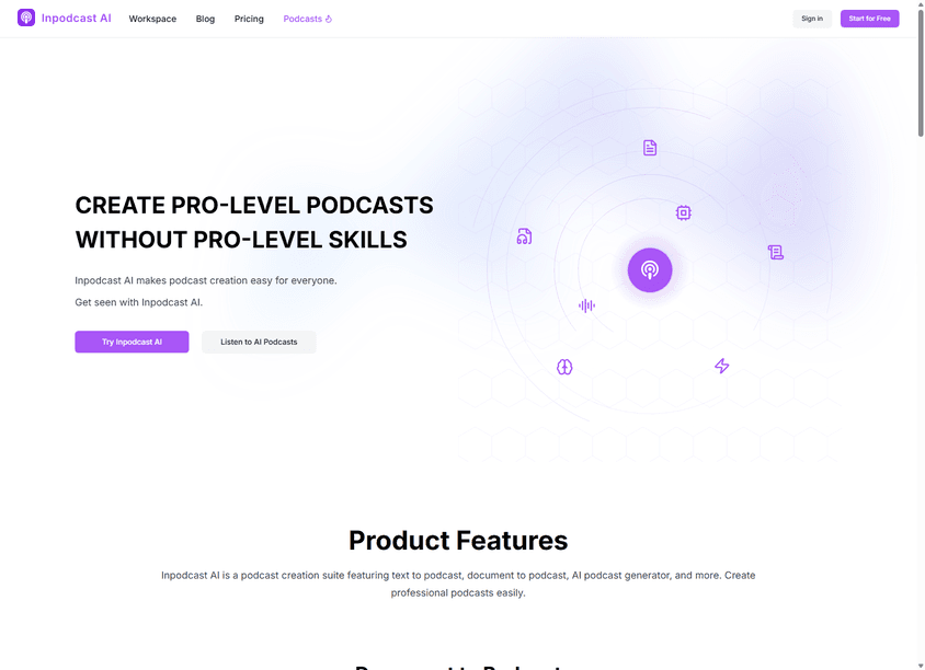 Inpodcast AI screenshot