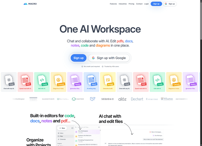 Macro AI Workspace screenshot