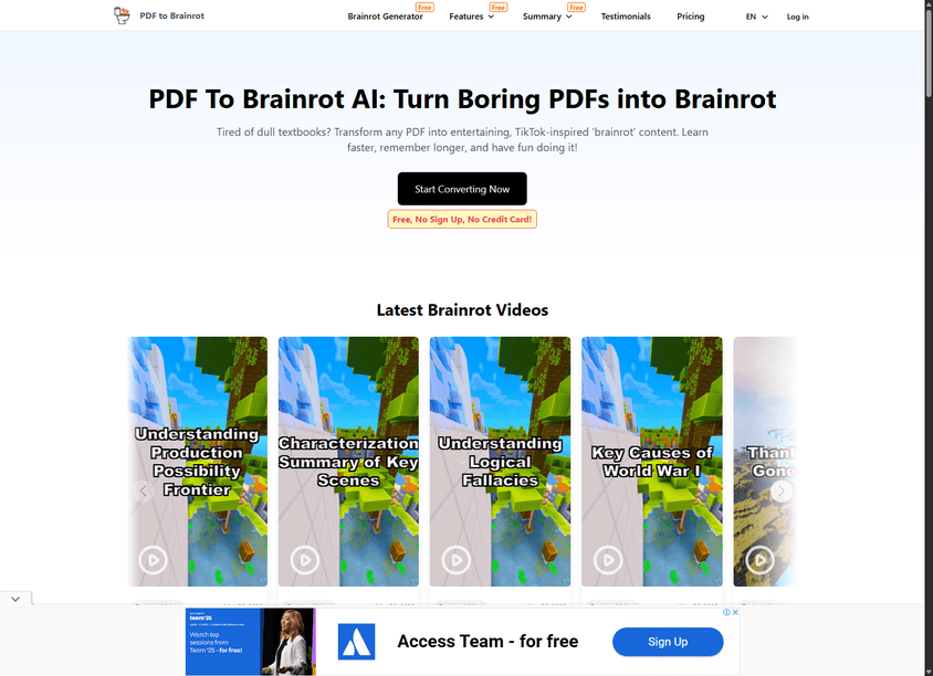 PDF To Brainrot AI screenshot
