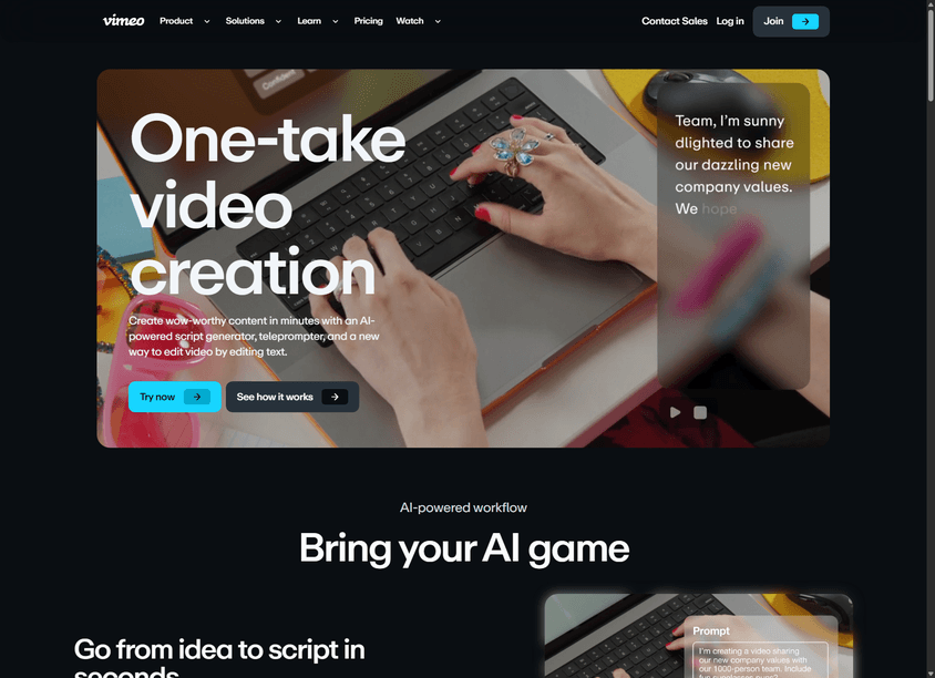 Vimeo AI-Powered Video Creation Suite screenshot